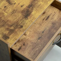 Chariot de service desserte de cuisine à roulettes tiroir placard 2 portes étagère aspect bois vieilli