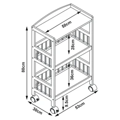 Chariot de service Huddinge bambou 80 x 53 x 30 cm naturel noir en.casa