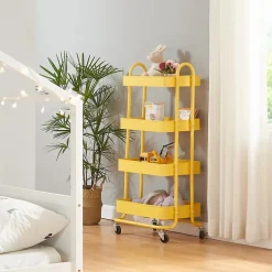 Chariot de service Pyhäntä à 4 paniers acier 104 x 46 x 35 cm jaune en.casa