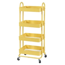 Chariot de service Pyhäntä à 4 paniers acier 104 x 46 x 35 cm jaune en.casa