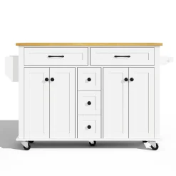 Chariot multifonction 120x65cm, 5 tiroirs/armoires, porte-épices, roulettes, cuisine/salon