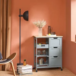 Chariot Service, Desserte Cuisine, Table Roulante, Meuble Rangement, Gris,FKW79-HG SoBuy