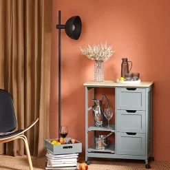 Chariot Service, Desserte Cuisine, Table Roulante, Meuble Rangement, Gris,FKW79-HG SoBuy