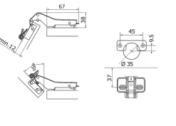 Charnière d'angle GoodHome Kombu 45°, 2 pièces