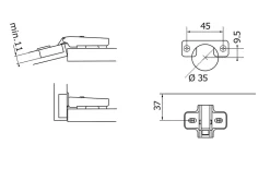 Charnière façade Titus 110° GoodHome métal H. 1,8 cm x L. 10,7 cm vendue par 2