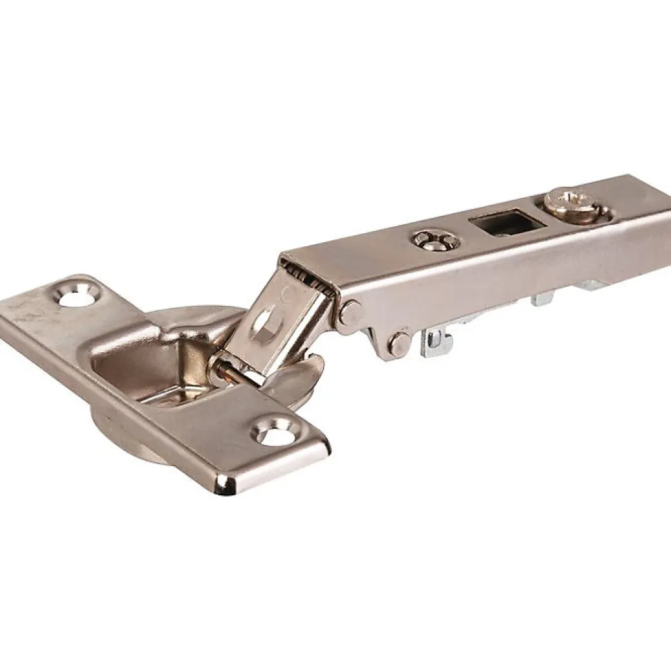 Charnière invisible à visser Intermat pour porte à moulure - Hettich - Angle d'ouverture 95 degré - Entraxe 52 mm - Coudure 0 mm