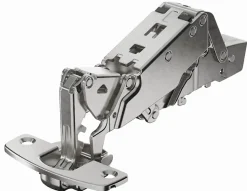 Charnière invisible à visser Sensys - Hettich - Angle d'ouverture 165 degré - Entraxe 52 mm - Coudure 0 mm