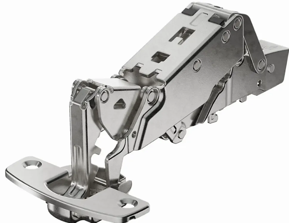 Charnière invisible à visser Sensys - Hettich - Angle d'ouverture 165 degré - Entraxe 52 mm - Coudure 0 mm
