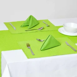 Chemin de table en coton uni, citron vert - HOMESCAPES