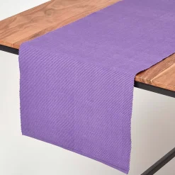 Chemin de table en coton uni, violet - HOMESCAPES