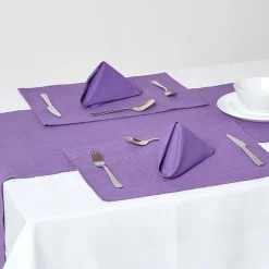 Chemin de table en coton uni, violet - HOMESCAPES
