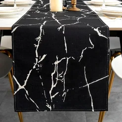 Chemin de Table Noir et Blanc 140 x 40 cm