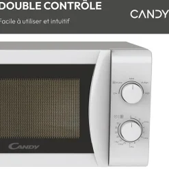 CMW20SMW Micro-ondes Mono CANDY Idea - 20L - MO : 700W - UI mécanique - 5 niveaux de puissance - Blanc