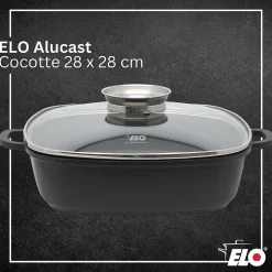 Cocotte 28 x 28 cm en fonte aluminium antiadhésive 3,6 L Elo Alucast