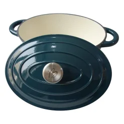 Cocotte BAUMALU 30 cm - Forme ovale - Bleu vert