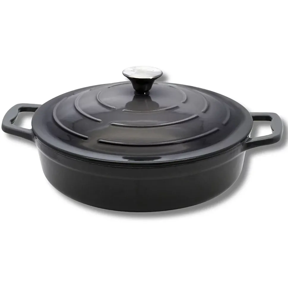 Cocotte en fonte émaillée basse gris classique 28 cm 2,8 L Elo