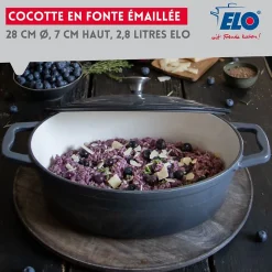 Cocotte en fonte émaillée basse gris classique 28 cm 2,8 L Elo