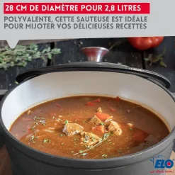 Cocotte en fonte émaillée basse gris classique 28 cm 2,8 L Elo