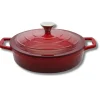Cocotte en fonte émaillée basse 28 cm rouge cerise 3L Elo