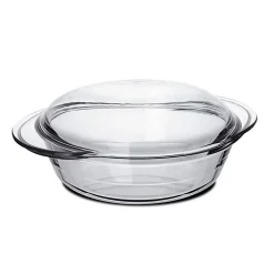 Cocotte ronde avec couvercle, casserole avec poignées en verre, capacité 0.7 L - Longueur 19.5 x Profondeur 15.9 x Hauteur 6.5 cm