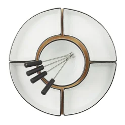 Coffret à Fondue - Cook Concept - Support Bambou - Coupelle X4 - Multicolore - H19 X L30 X P30 Cm