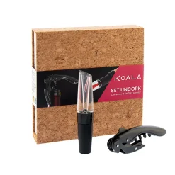 Coffret avec tire-bouchon High Tech et aérateur de vin Noir - Uncork Noir par Koala