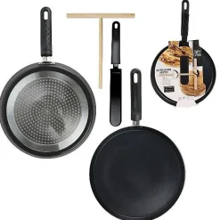 Coffret crêpière - CMP - 28cm - Induction - Avec râteau bois + spatule nylon - Noir