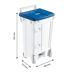 Collecteur à pédale 90 L + porte - couvercle bleu
