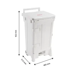 Collecteur à pédale 90 L + porte - couvercle blanc