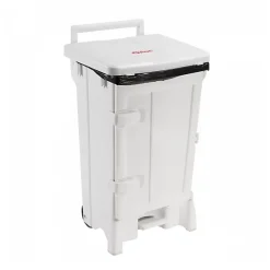 Collecteur à pédale 90 L + porte - couvercle blanc