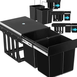 Collecteur de déchets 30 L et 2 compartiments 35 x 48 x 35 cm