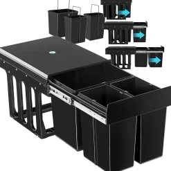 Collecteur de déchets 31 L et 3 compartiments 35 x 48 x 35 cm