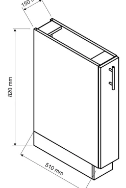 Colonne basse de cuisine, meuble bas de cuisine avec 1 porte coloris blanc - longueur 51 x profondeur 15 x hauteur 82 cm