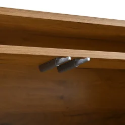 Commode de salon,140x40x76cm,couleur bois+noir, 3 portes, armoire de salle à manger avec séparateurs réglables