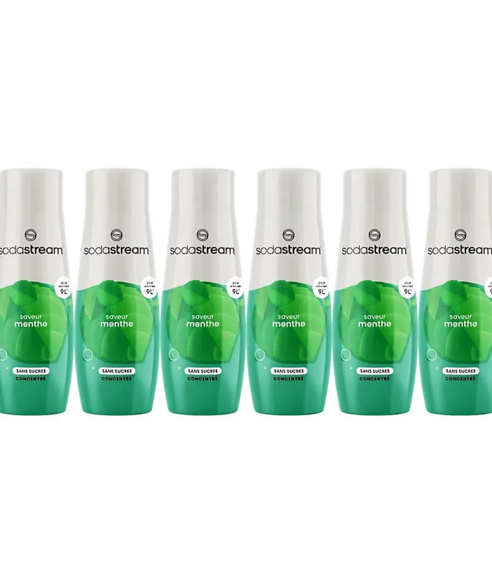 Concentrés SODASTREAM - Lot de 6 concentrés Menthe sans sucres - Jusqu'a 54L de boissons - 440 ml