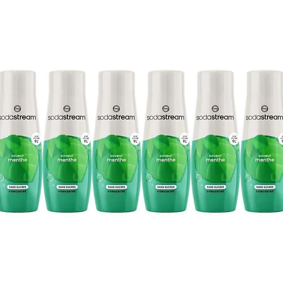 Concentrés SODASTREAM - Lot de 6 concentrés Menthe sans sucres - Jusqu'a 54L de boissons - 440 ml