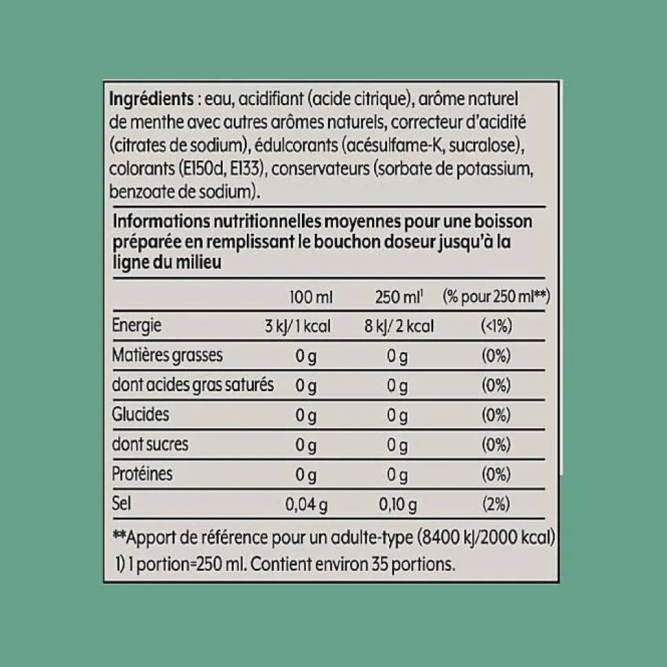 Concentrés SODASTREAM - Lot de 6 concentrés Menthe sans sucres - Jusqu'a 54L de boissons - 440 ml