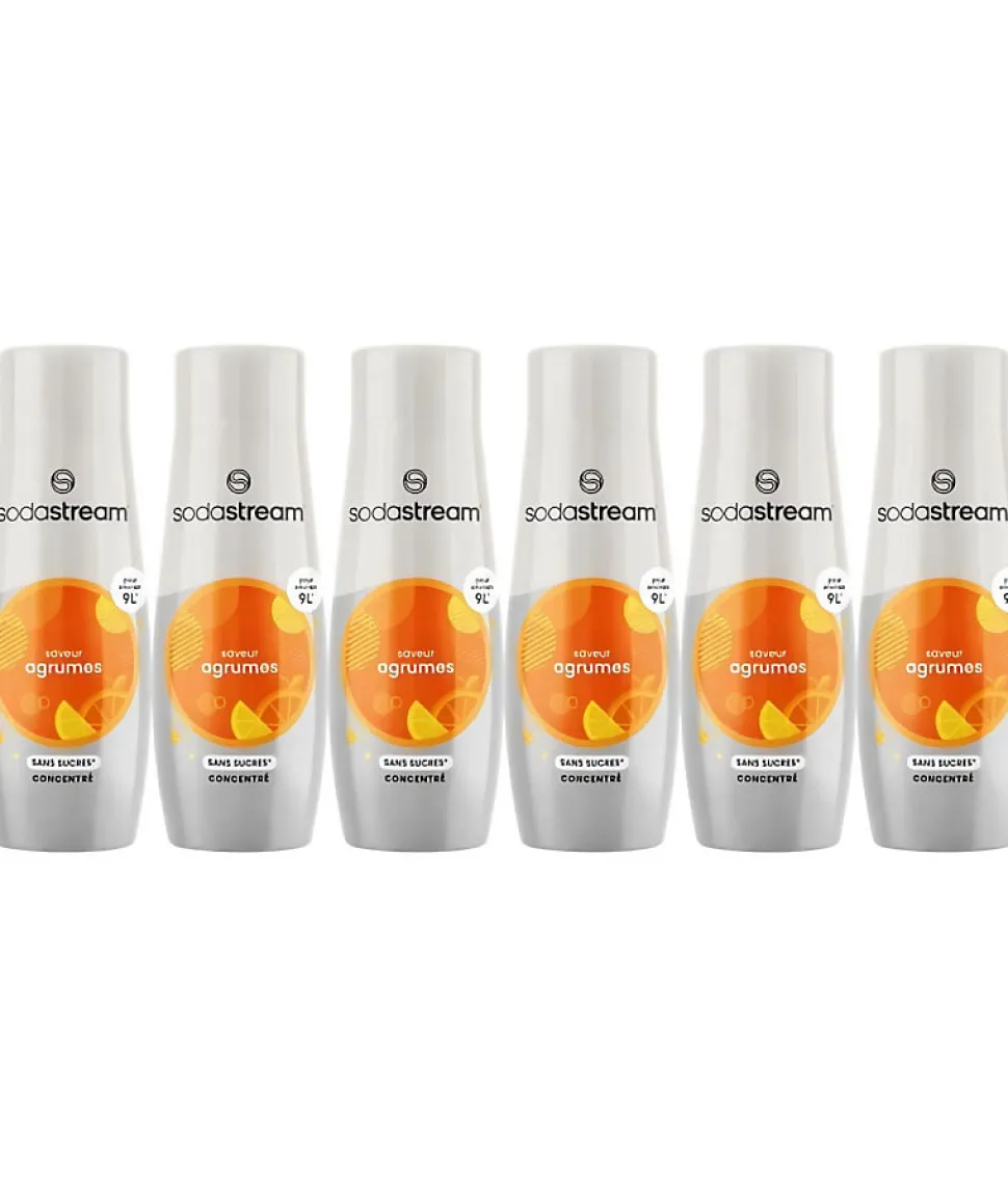 Concentrés SODASTREAM - Lot de 6 concentrés Agrumes sans sucres - Jusqu'a 54L de boissons - 440 ml