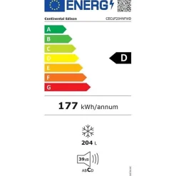Congelateur Armoire - CONTINENTAL EDISON - CECUF204NFWD - 204 L - Total No Frost - Classe D - Blanc