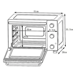 CONTINENTAL EDISON CEMF35B4 - Minifour électrique 35L noir - 1500W - Rotissoire, Convection naturelle