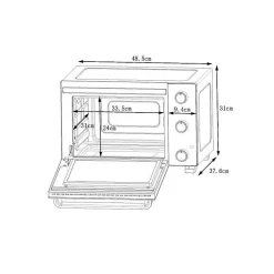CONTINENTAL EDISON CEMF28B2 - Minifour électrique 28L noir - 1500W - Rotissoire, Convection naturelle