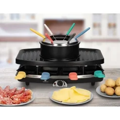 CONTINENTAL EDISON FD12881 Appareil a raclette et fondue 8 personnes - Noir