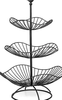 Corbeille à Fruits 3 Niveaux Noir Grande Capacité