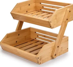 Corbeille à Fruits en Bambou à 2 Niveaux