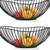 Corbeille à Fruits en Fil Métallique Noir Grande Capacité