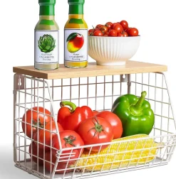 Corbeille à Fruits Mural et Empilable avec Couvercle