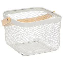Corbeille carrée Mayaj en métal beige et blanc 26x24,5cm - Beige- 5five