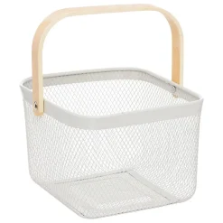 Corbeille carrée Mayaj en métal beige et blanc 26x24,5cm - Beige- 5five