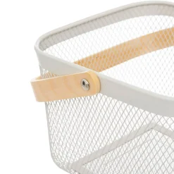 Corbeille carrée Mayaj en métal beige et blanc 26x24,5cm - Beige- 5five