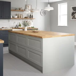 Corniche et bandeau cache-lumière GoodHome Garcinia bleu mat H. 35 mm x l. 2.4 m x Ep. 59.5 mm